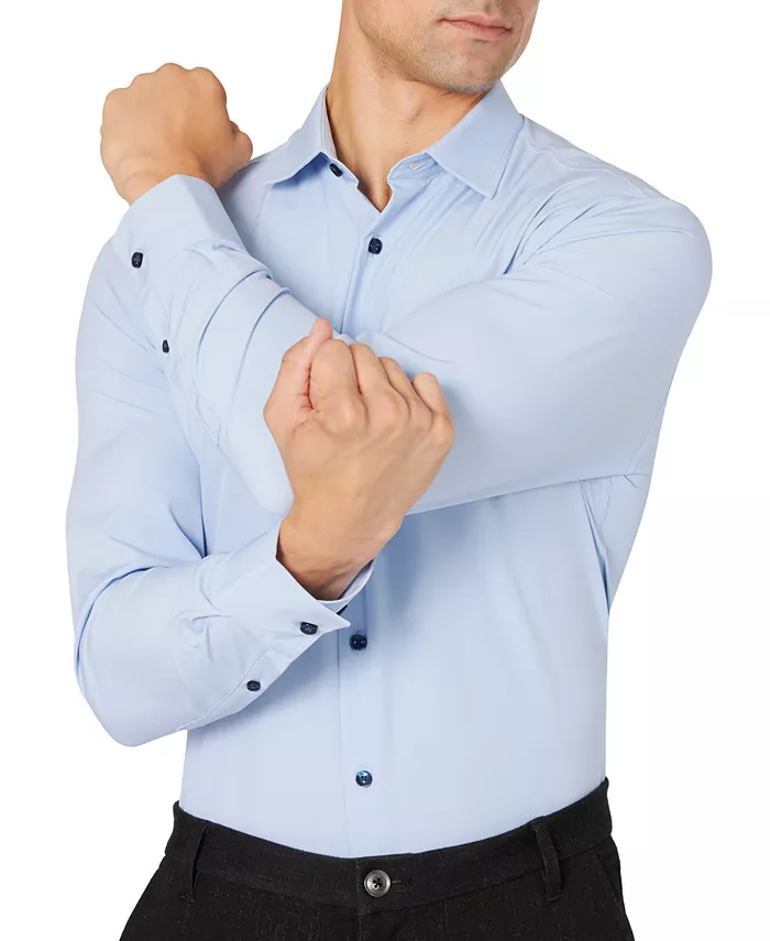 Men's Slim-Fit Solid Performance Stretch Cooling Comfort Dress Shirt - thumbnail 9