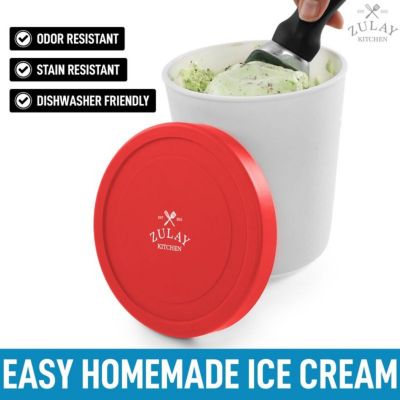 Ice Cream Containers For Homemade Ice Cream - Reusable Ice Cream Pint Container with Lids (2 Pack)
