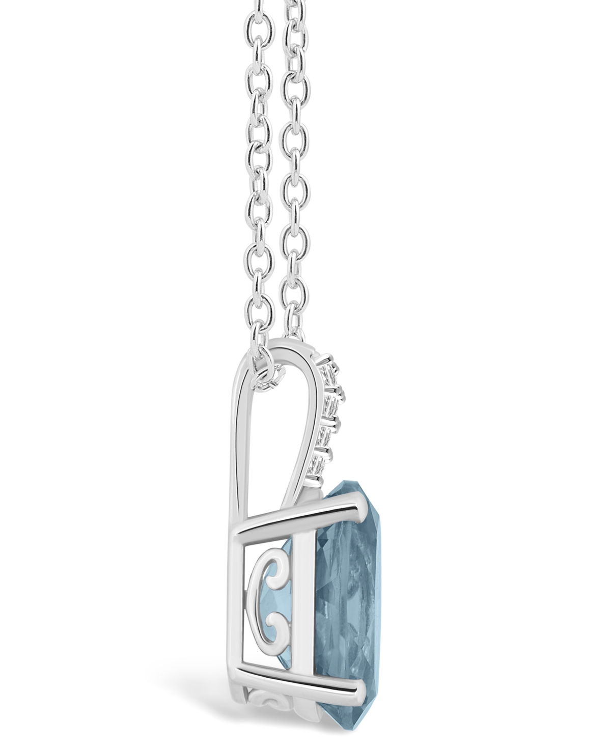 Macy's Women's Sky Blue Topaz (3-3/5 ct.t.w.) and Diamond Accent Pendant Necklace in Sterling Silver