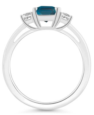 Women's London Blue Topaz (2 ct.t.w.) and White Topaz (3/4 ct.t.w.) 3-Stone Ring in Sterling Silver