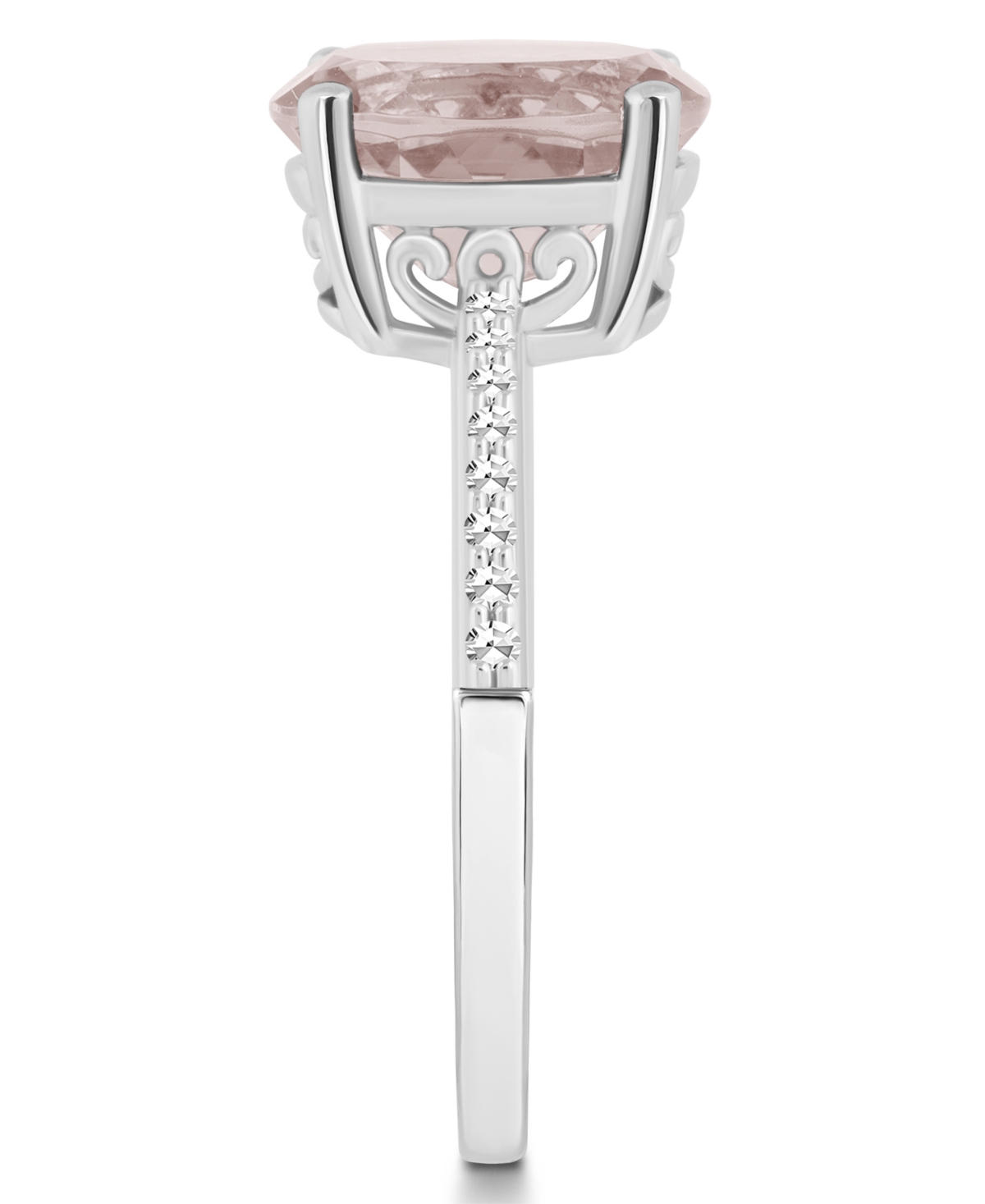 Macy's Women's(2-1/2 ct.t.w.) and Diamond (1/10 ct.t.w.) Ring in Sterling Silver - Rose Quartz