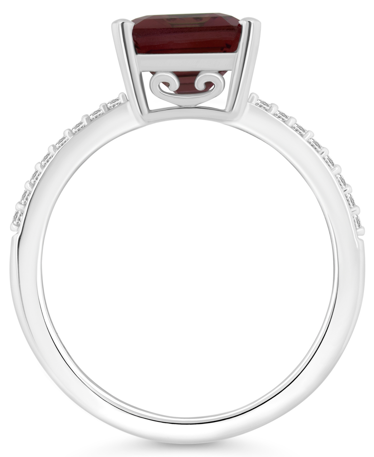 Macy's Women's(4 ct.t.w.) and Diamond (1/10 ct.t.w.) Ring in Sterling Silver - Garnet