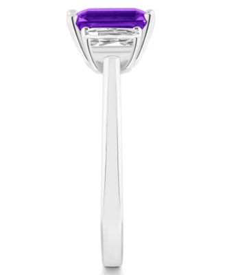 Women's Amethyst (1-3/5 ct.t.w.) and White Topaz (3/4 ct.t.w.) 3-Stone Ring in Sterling Silver