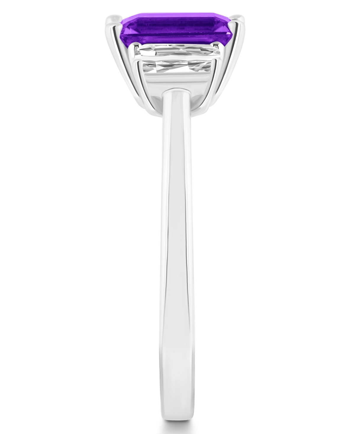 Macy's Women's(1-3/5 ct.t.w.) and White Topaz (3/4 ct.t.w.) 3-Stone Ring in Sterling Silver - Amethyst