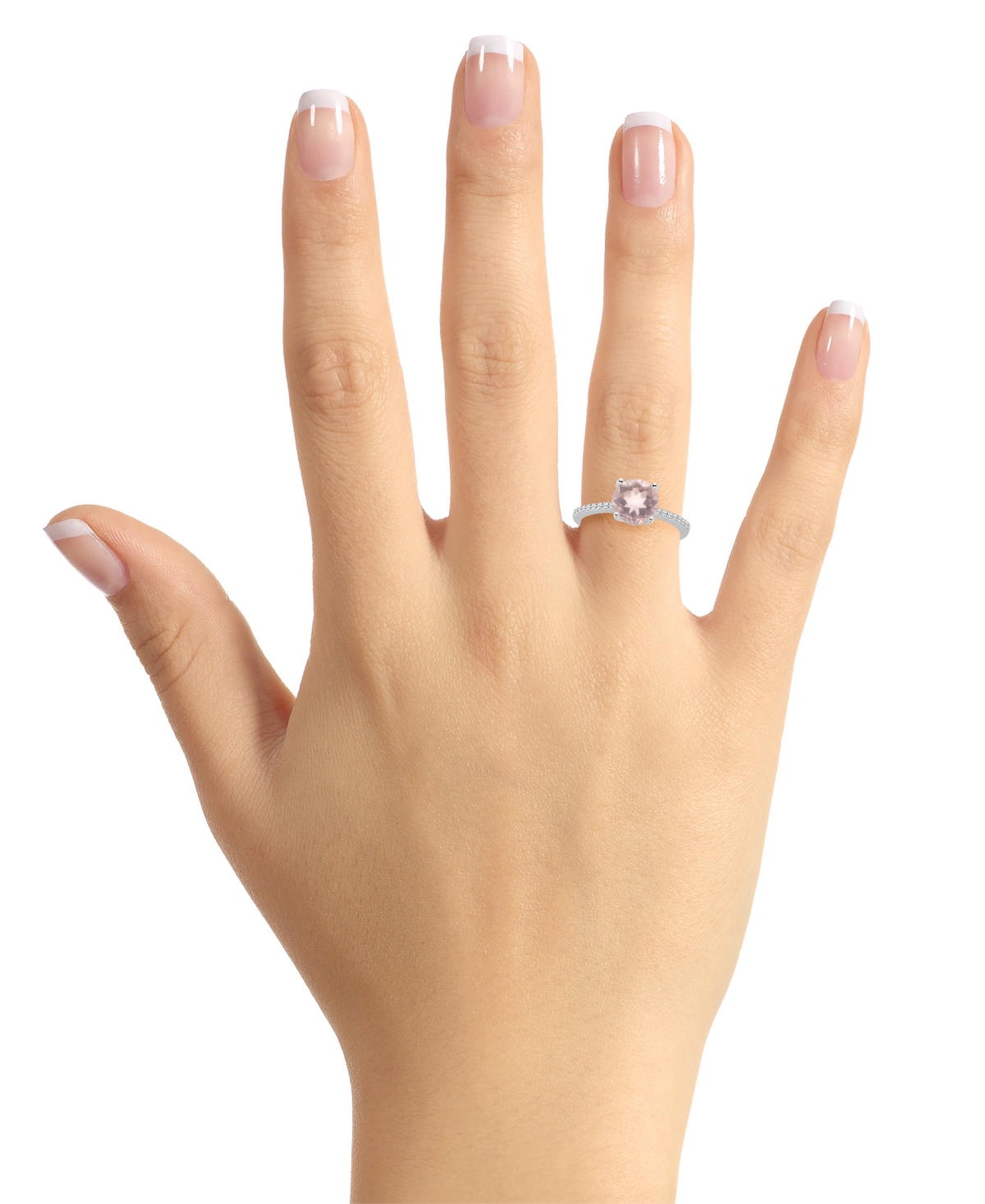 Macy's Women's(1-3/4 ct.t.w.) and Diamond (1/10 ct.t.w.) Ring in Sterling Silver - Rose Quartz