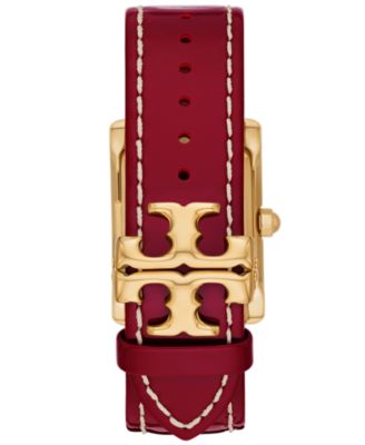 TORY BURCH 赤 レザー アナログ時計 Tory Burch Women's The Eleanor Red Leather Strap Watch 25mm