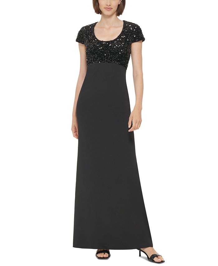 Calvin Klein Women's Sequined-Bodice Evening Gown & Reviews - Dresses -  Women - Macy's