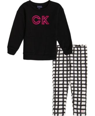 Calvin Klein Little Girls Oversized Sweatshirt and Leggings Set