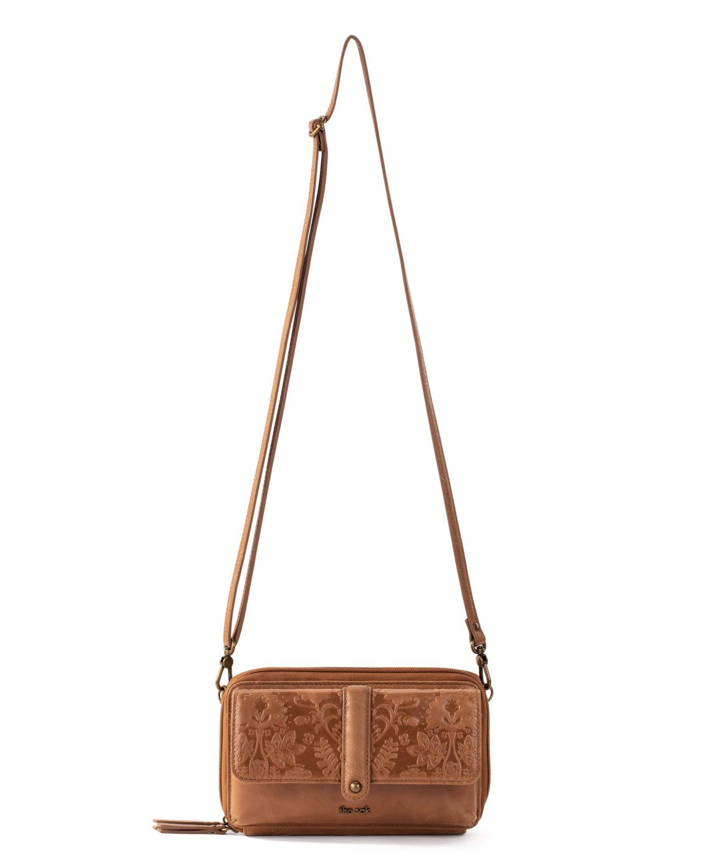 Женский кошелёк The Sak Sequoia Leather Smartphone Convertible Crossbody Wallet, цвет: Табачный с принтом — фото 7