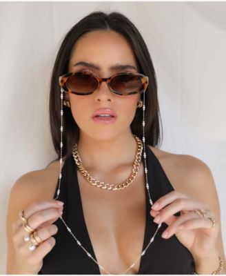 Women's 18k Gold Plated Imitation Pearl Moments Glasses Chain