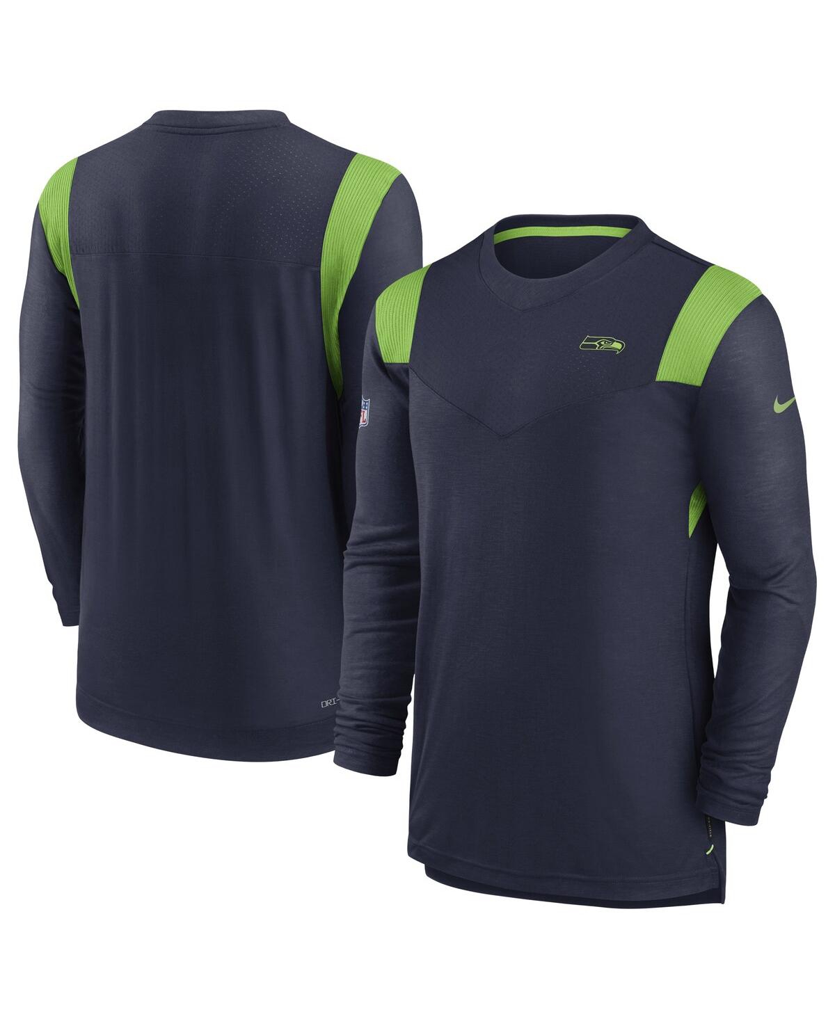 Nike College Navy Seattle Seahawks Sideline Tonal Logo Performance Player Long Sleeve T-shirt In Navy
