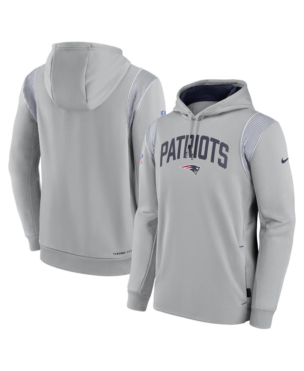 Men's NikeNew England Patriots Sideline Athletic Stack Performance Pullover Hoodie - Gray