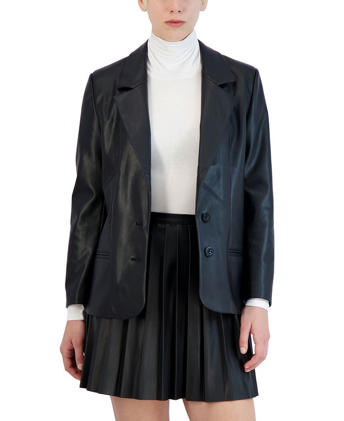 BCBGeneration Women s Faux Leather Boyfriend Blazer Macy s