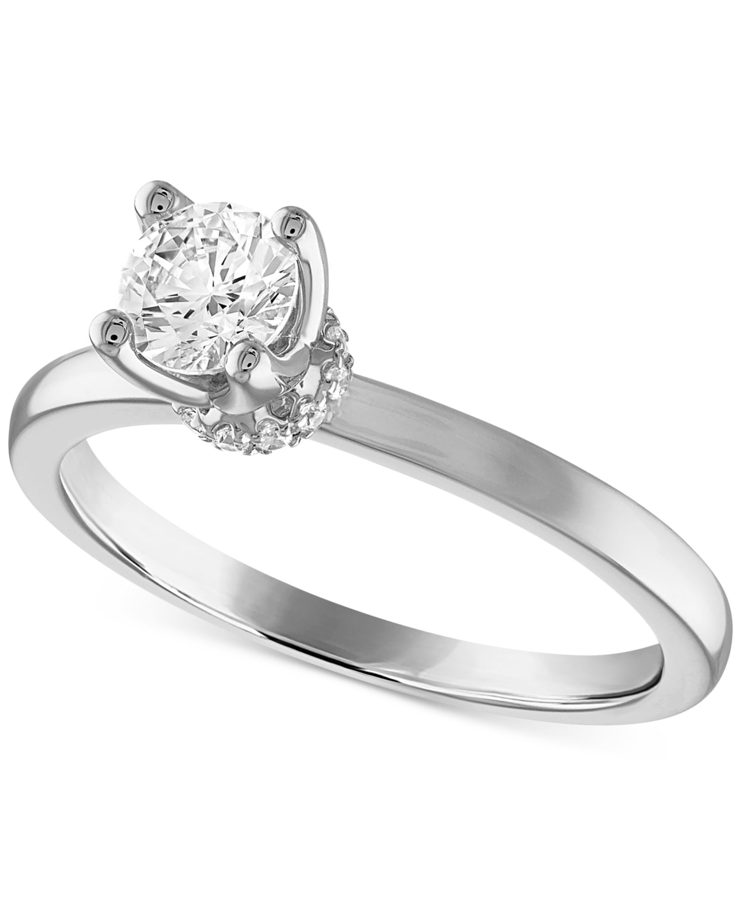 Certified Diamond Solitaire Engagement Ring (1/2 ct. t.w.) in 14k White Gold featuring diamonds with the De Beers Code of Origin