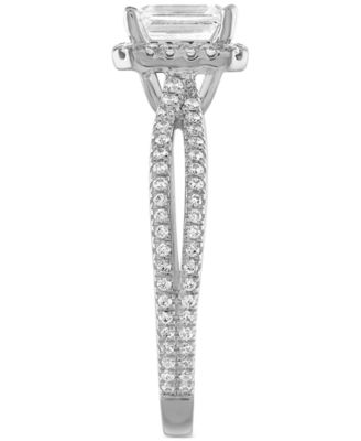 Certified Diamond Emerald-Cut Engagement Ring (7/8 ct. t.w.) in 14k White Gold featuring diamonds with the De Beers Code of Origin, Created for Macy's