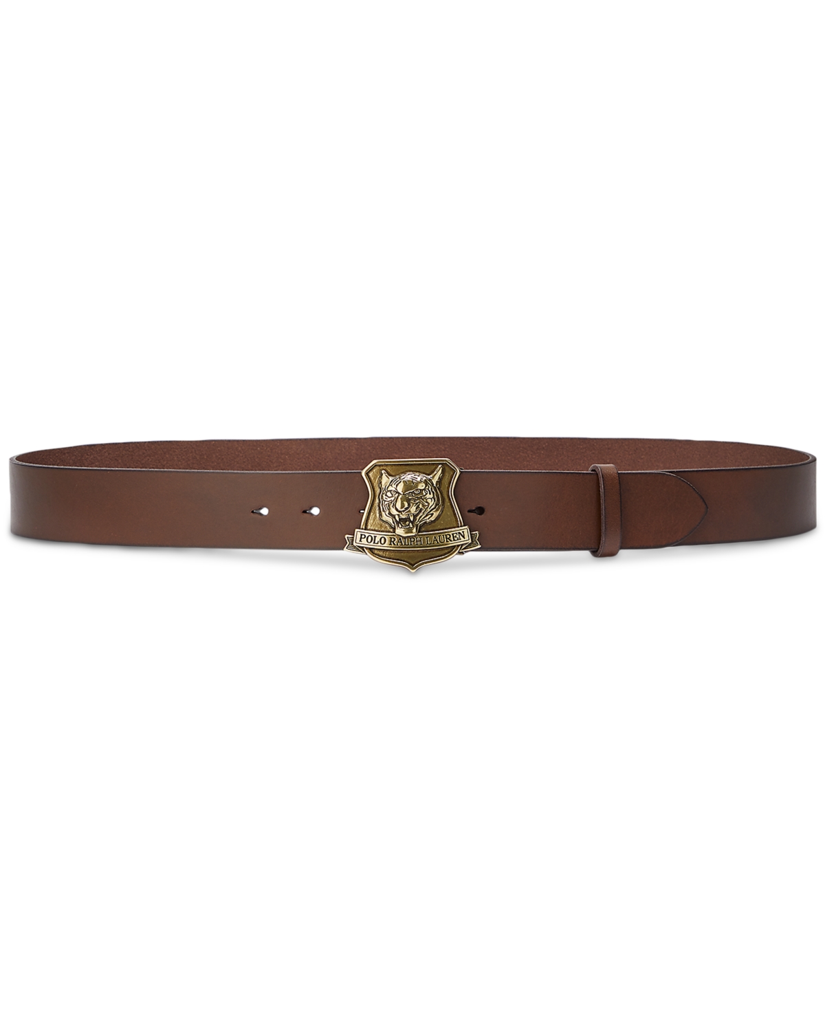 Polo Ralph Lauren Men's Tiger-buckle Leather Belt In Brown