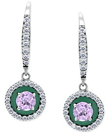 Amethyst (1/4 ct. t.w.), Cubic Zirconia, & Enamel Circle Dangle Hoop Earrings in Sterling Silver (Also in Additional Stones), Created for Macy's