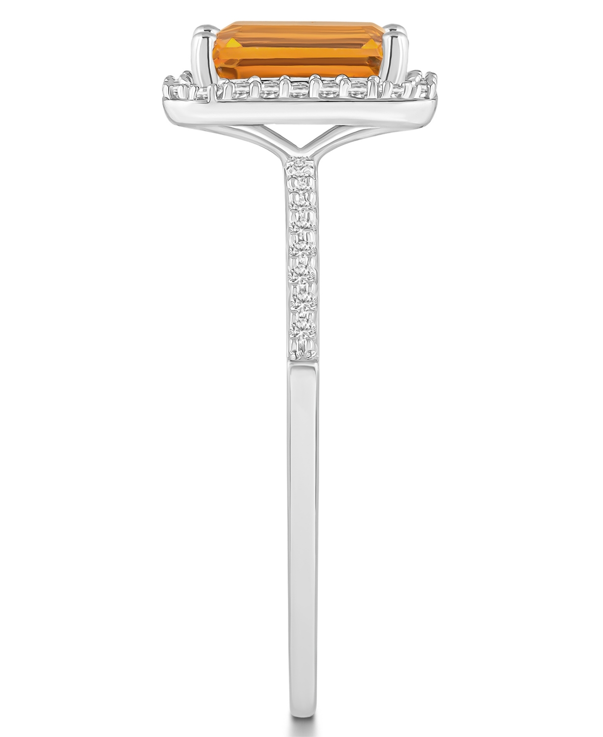 Macy's(1-3/5 ct. t.w.) and Lab Grown Sapphire (1/4 ct. t.w.) Halo Ring in 10K White Gold - Citrine