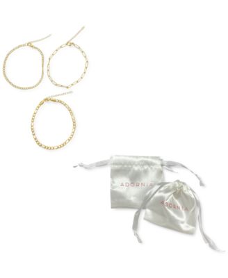 Curb Chain, Paper Clip Chain, and Figaro Chain Anklet Set