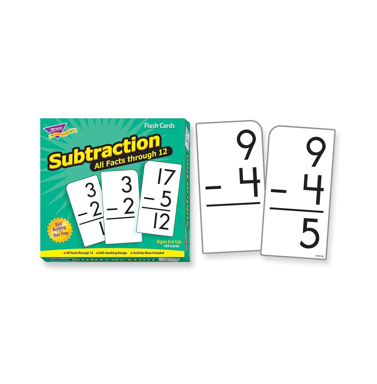 Shop Trend Enterprises Subtraction 0-12 All Facts 169 Flash Cards, 6" X 3" In Multi