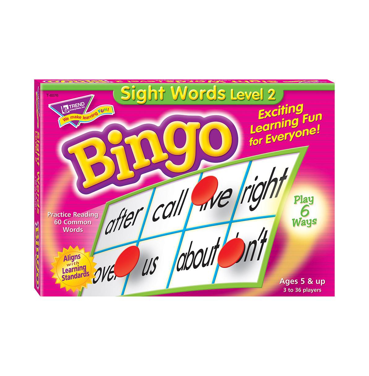 Trend Enterprises Kids' Sight Words Level 2 Bingo Game, Set Of 303 In Multi