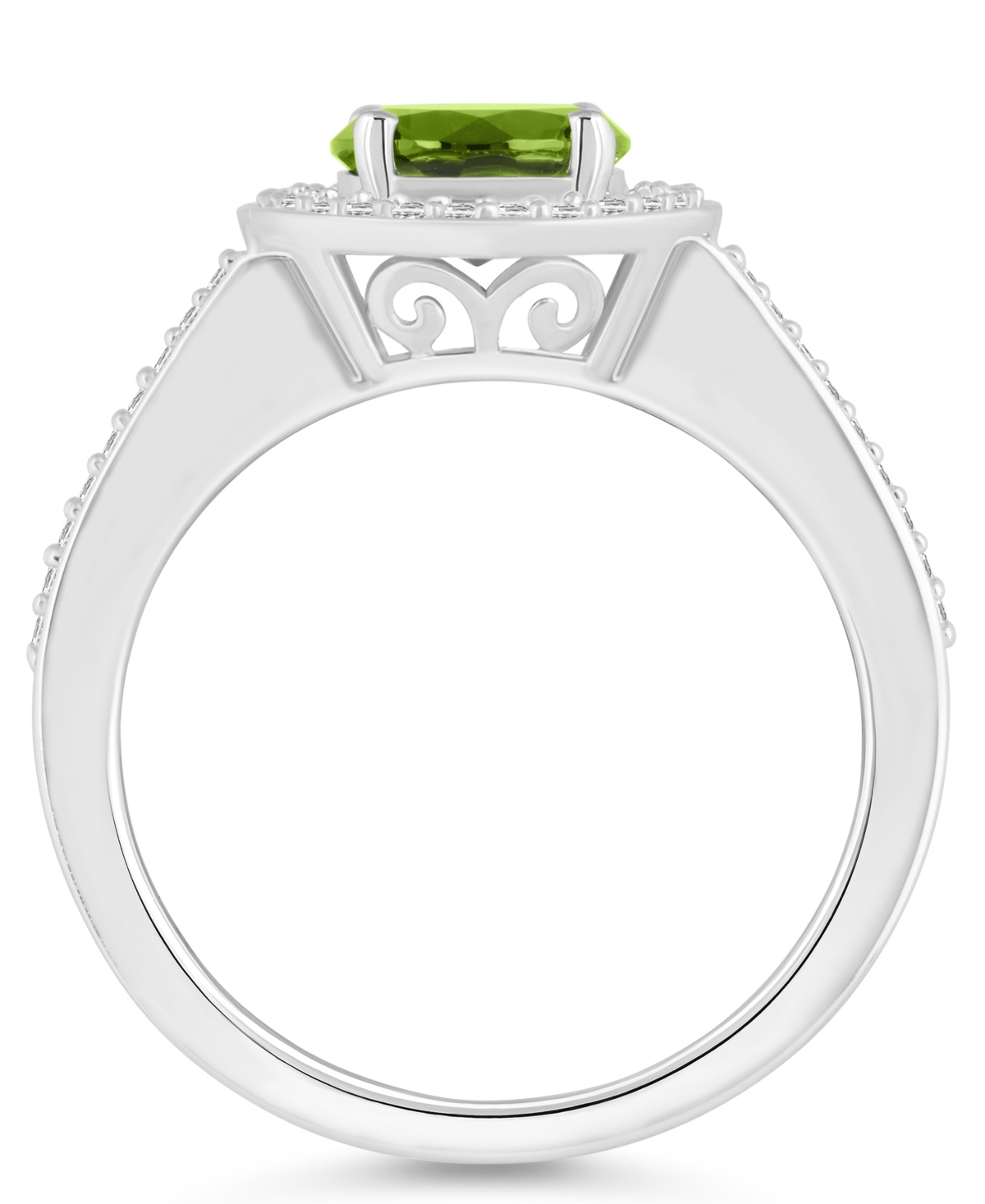 Macy's(1-1/2 ct. t.w.) and Diamond (1/5 ct. t.w.) Halo Ring in Sterling Silver - Peridot