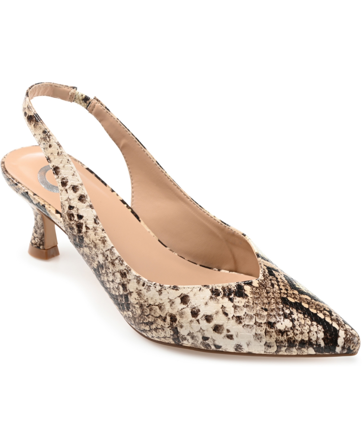 Journee Collection Mikoa Snake Embossed Slingback Pump In Tan