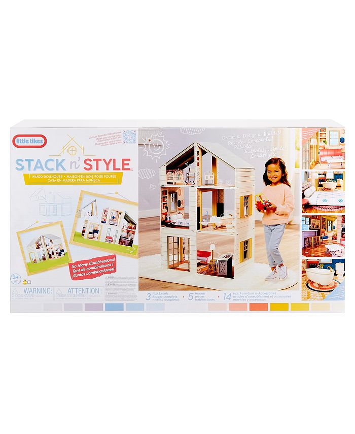 Little Tikes Real Wood Stack ‘n Style™ Dollhouse with 14 Accessories