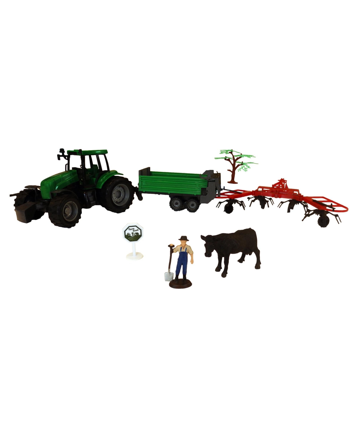Playtek Kids' Green Farm Tractor Play Set, 7 Piece In Multi