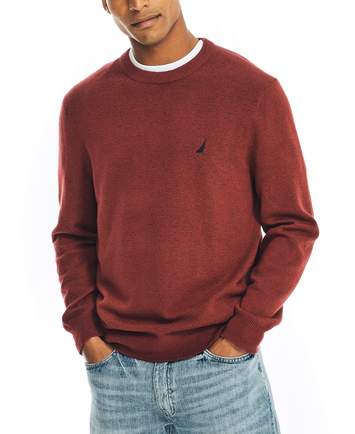 Nautica Men's Sustainably Crafted Crewneck Sweater In Biking Red