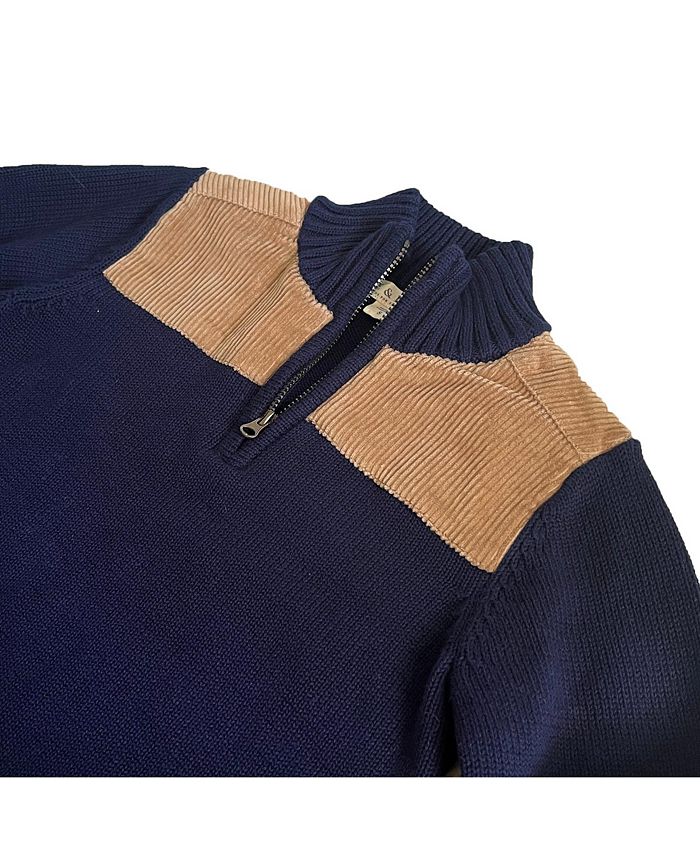 Hope & Henry Boys' Long Sleeve Half Zip Pullover Sweater with Corduroy ...