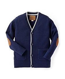 Boys' Tipped Cardigan with Elbow Patches, Kids