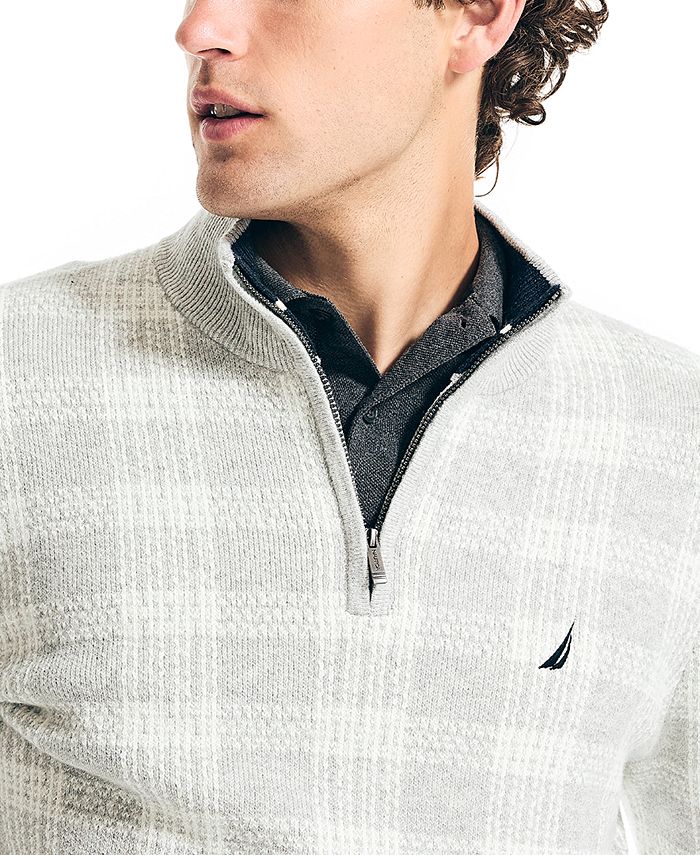 Nautica Men's Sustainably Crafted Plaid QuarterZip Sweater & Reviews