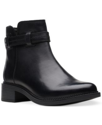 macy's black leather ankle boots