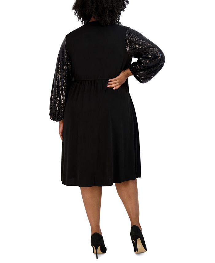 Robbie Bee Plus Size Sequin-Sleeve A-Line Dress & Reviews - Dresses ...