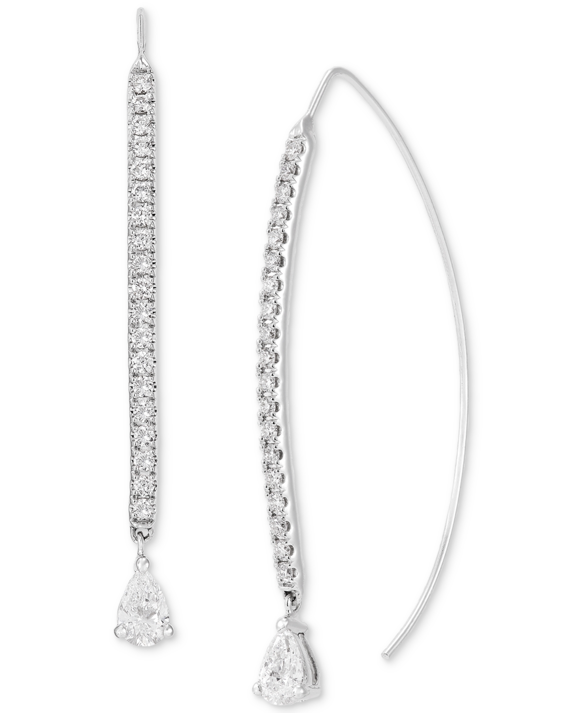 Lab Grown Diamond Pear & Round Threader Earrings (1-1/4 ct. t.w.) in 14k White Gold - White Gold