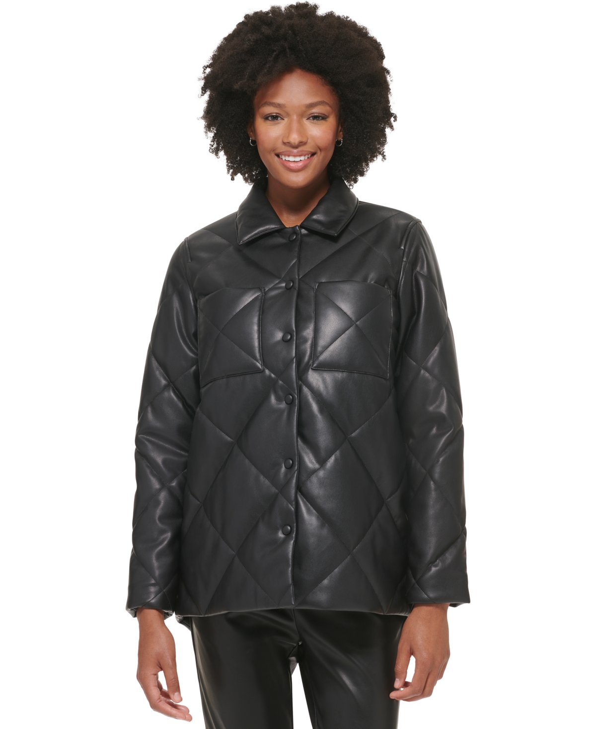 Calvin Klein Women's Faux Leather Quilted Jacket