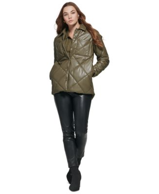 Calvin Women's Faux Leather Quilted Jacket & Reviews - Coats & Jackets - Women - Macy's