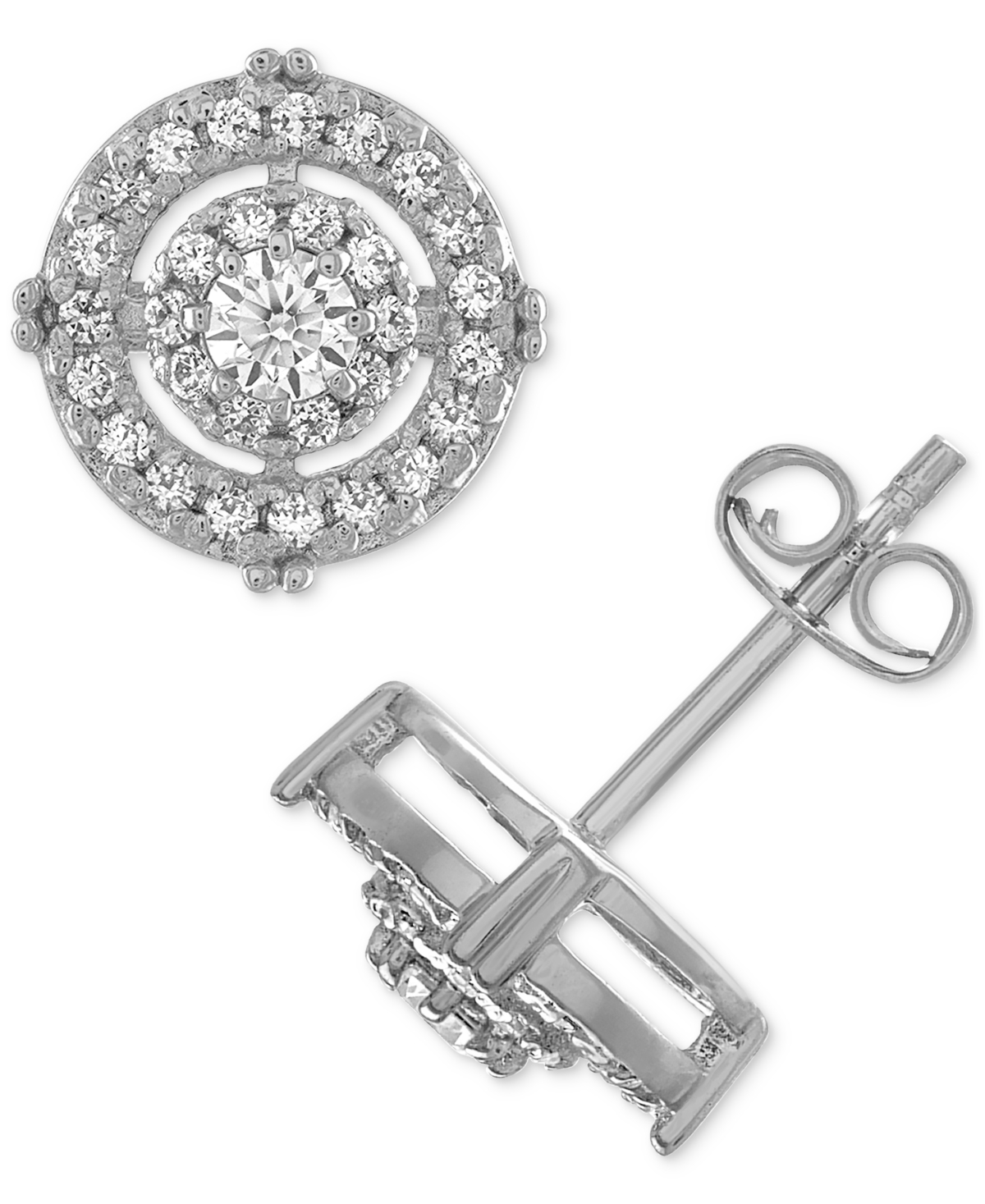 Cubic Zirconia Circle Stud Earrings in Sterling Silver, Created for Macy's - Silver