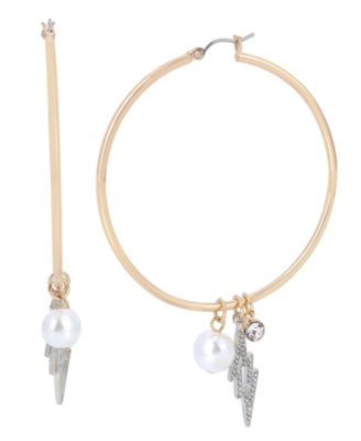 Louis Vuitton Charm and Pearl Hoop Earrings