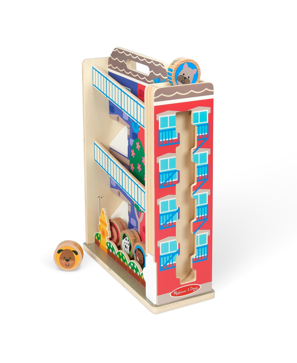 Melissa & Doug Go Tots Wooden Town House Tumble With 3 Piece Disks Set In Multi