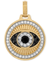 Esquire Men's Jewelry Cubic Zirconia Evil Eye Pendant in 14k Gold-Plated Sterling Silver, Created for Macy's - Gold Over Silver
