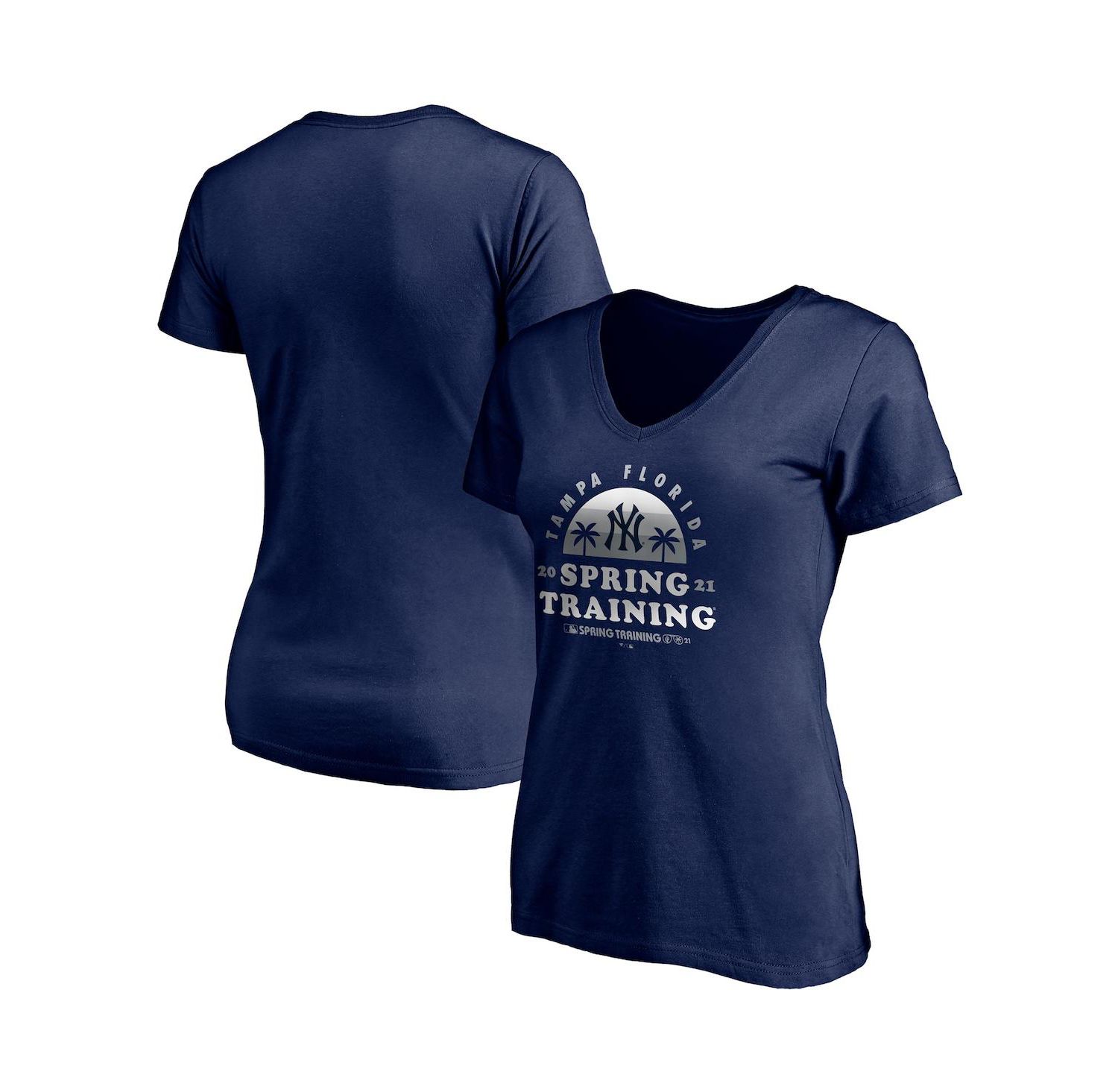 Women's Navy New York Yankees 2021 Spring Training Upper Deck V-neck T-shirt