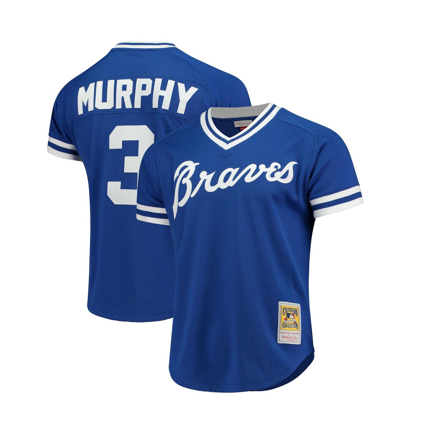 Мужской топ Mitchell & Ness Dale Murphy Royal Atlanta Braves Cooperstown Mesh Batting Practice Jersey — фото 1