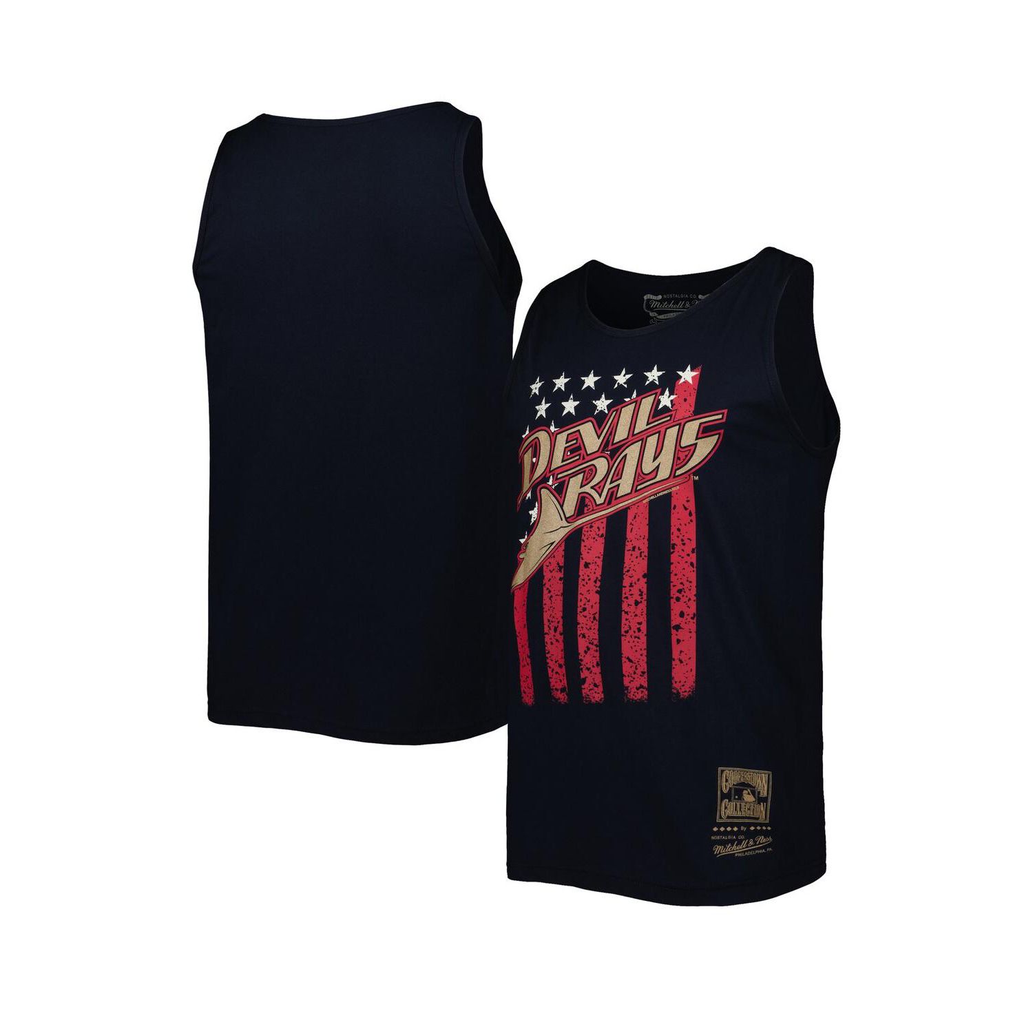 Men's Navy Tampa Bay Rays Cooperstown Collection Stars and Stripes Tank Top