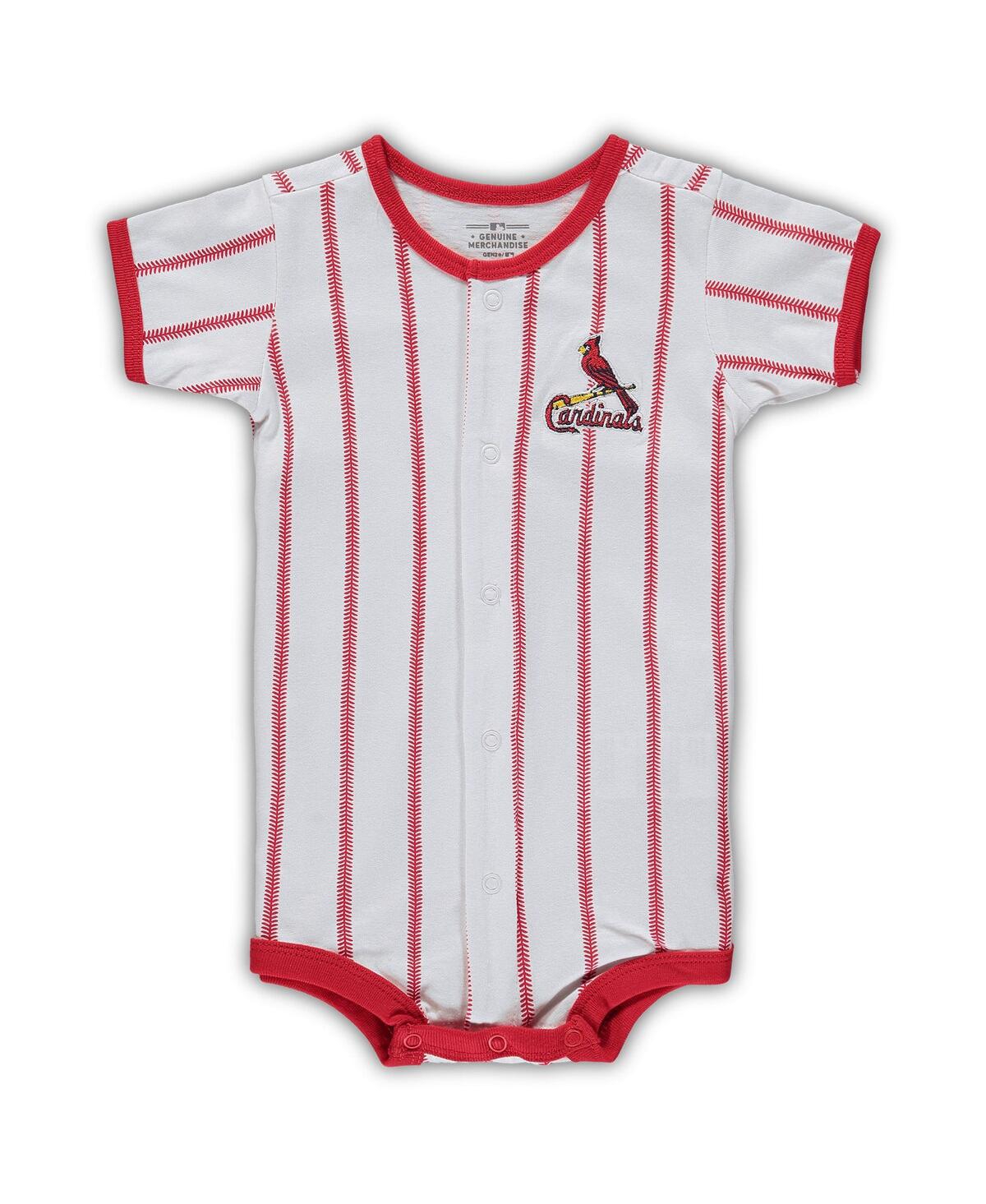 OUTERSTUFF INFANT BOYS AND GIRLS WHITE ST. LOUIS CARDINALS PINSTRIPE POWER HITTER COVERALL