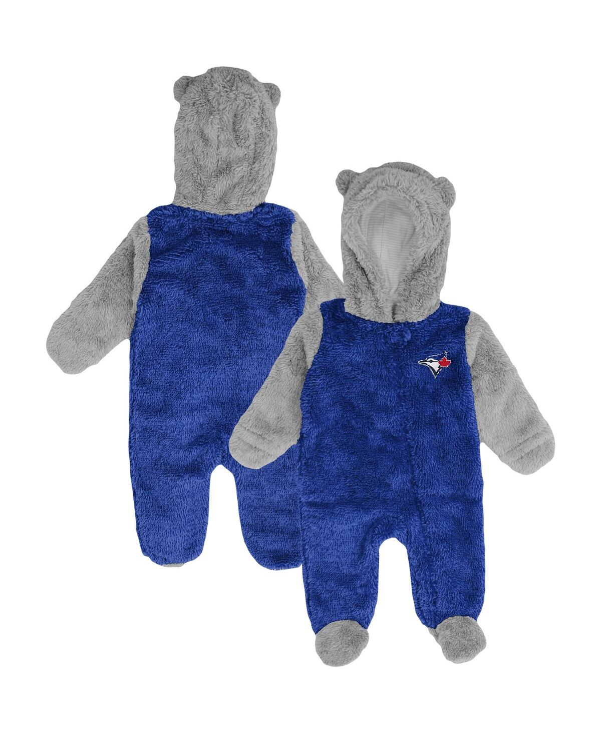 Shop Outerstuff Newborn And Infant Boys And Girls Royal, Gray Toronto Blue Jays Game Nap Teddy Fleece Bunting Full-z In Royal,gray