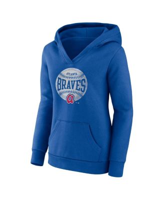 Women's Royal Atlanta Braves Slider Crossover V-neck Pullover Hoodie