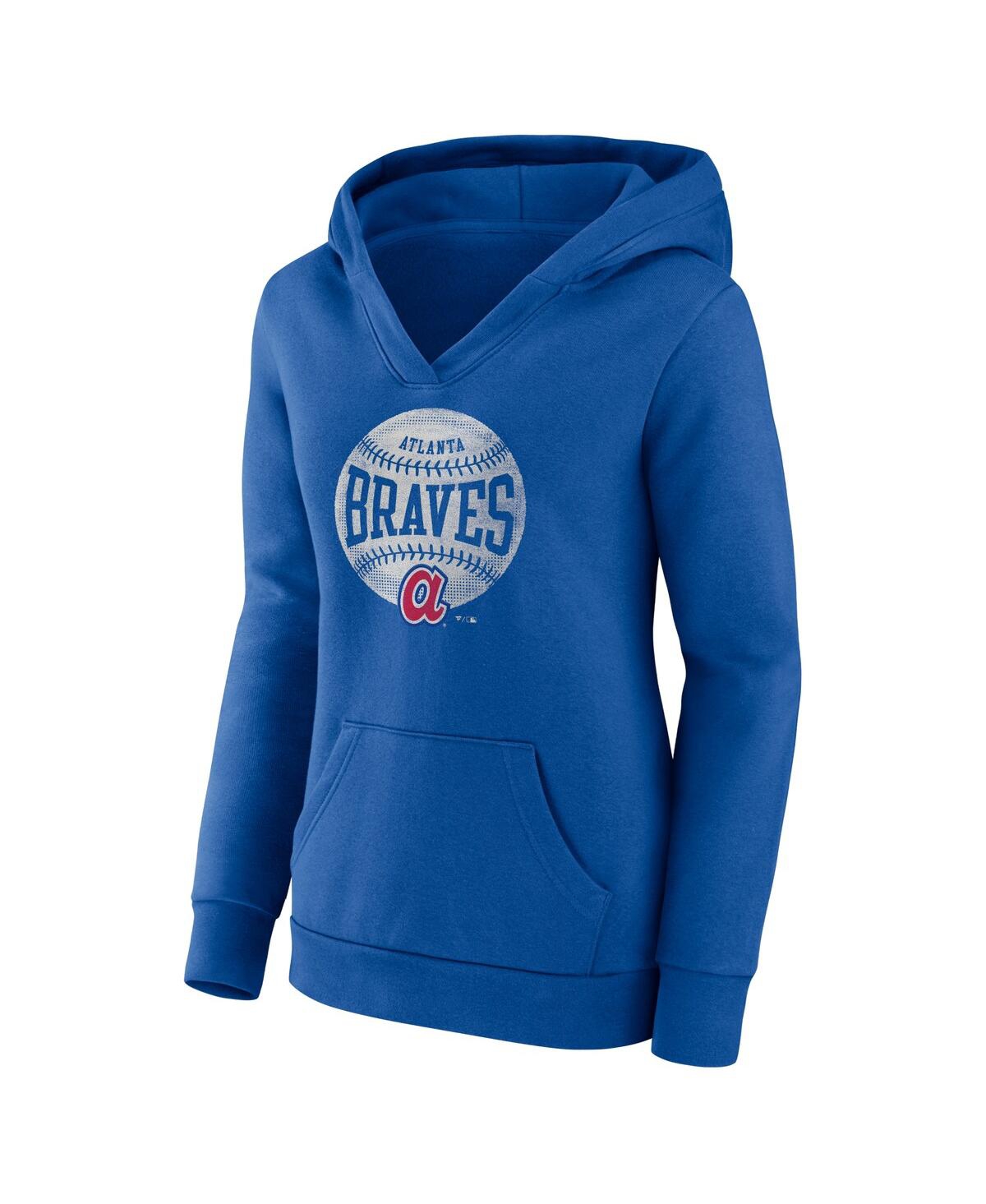 Women's FanaticsAtlanta Braves Slider Crossover V-neck Pullover Hoodie - Royal