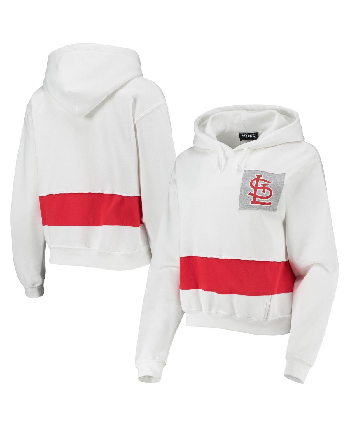 Refried Apparel Women's  White, Red St. Louis Cardinals Cropped Pullover Hoodie In White,red